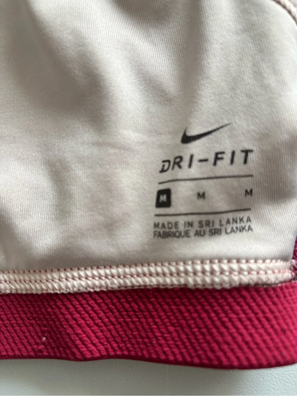 Big Girls Nike Pink Sports Bra with Maroon Band and Black Logo Trim